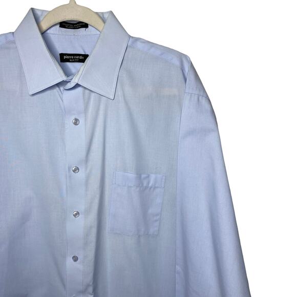 Pierre Cardin Men's Long Sleeve Button Up Dress Shirt Blue Slim Fit Size XL - Picture 4 of 6